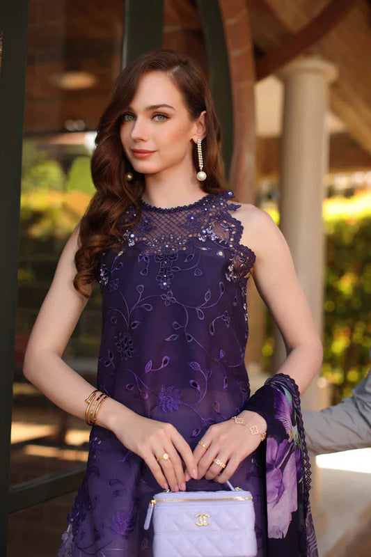 Noor By Sadia Purple Tie N Die Printed 3 Piece Unstitched Lawn