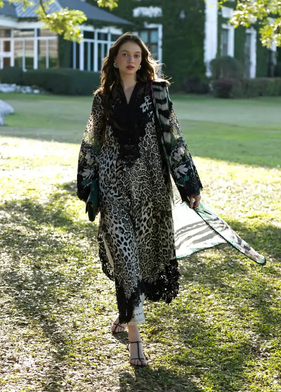 Elaf -3 Piece Unstitched Embroidered Lawn Suit ( Printed Lawn Dupatta )