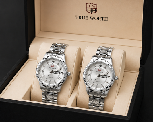 TRUE WORTH Premium Quartz Watch – Silver Stainless Steel