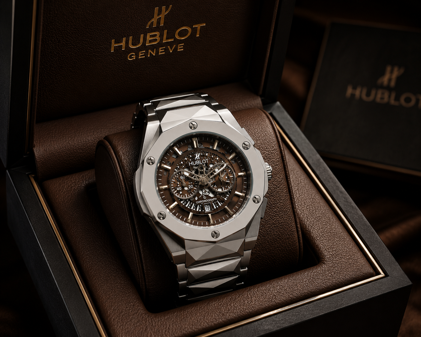 Hublot Luxury Blue Skeleton Chronograph Watch – Premium Stainless Steel Men's Timepiece