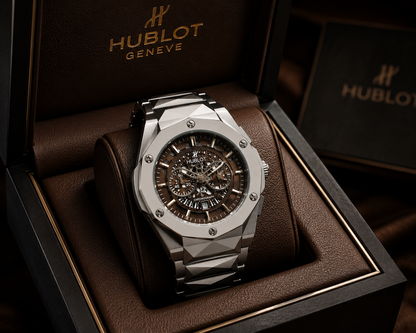Hublot Luxury Blue Skeleton Chronograph Watch – Premium Stainless Steel Men's Timepiece