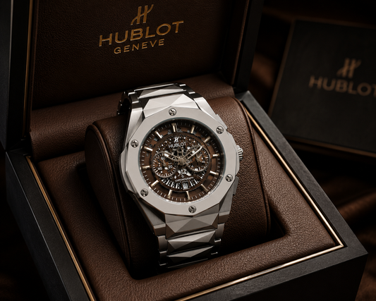 Hublot Luxury Blue Skeleton Chronograph Watch – Premium Stainless Steel Men's Timepiece