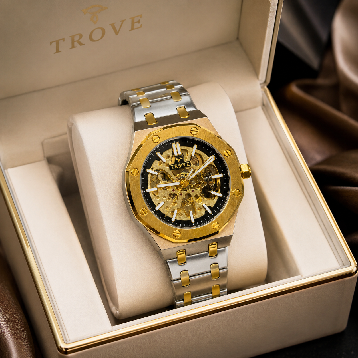 TROVE Luxury Skeleton Automatic Watch – Premium Men's Timepiece