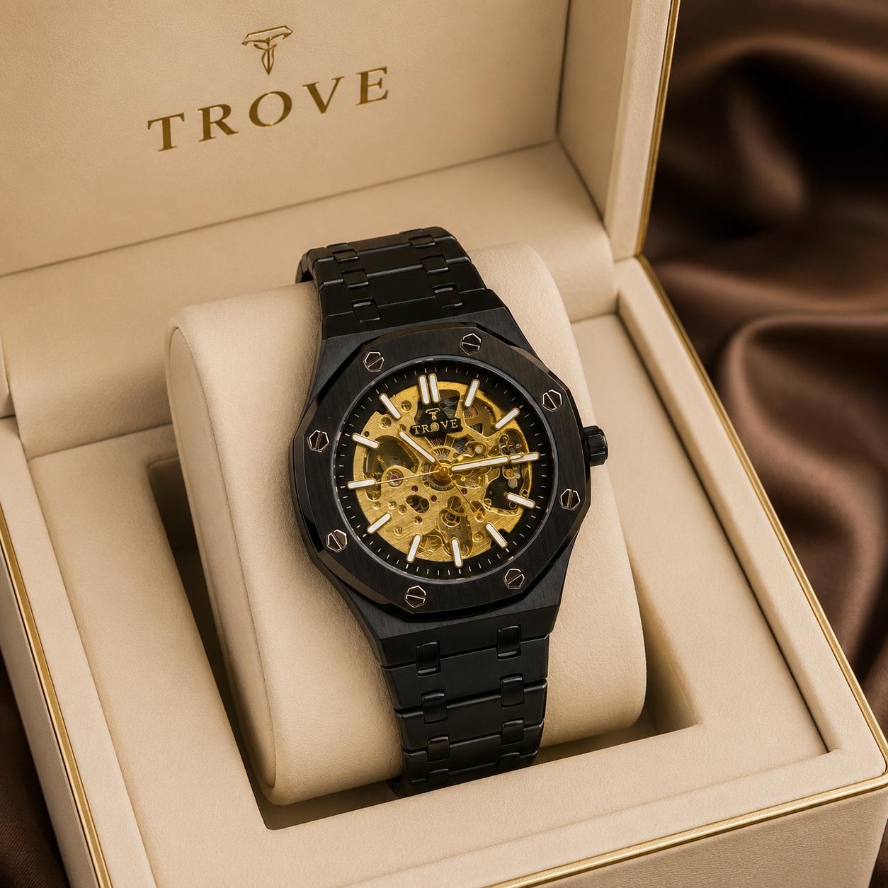 TROVE Luxury Skeleton Automatic Watch – Premium Men's Timepiece