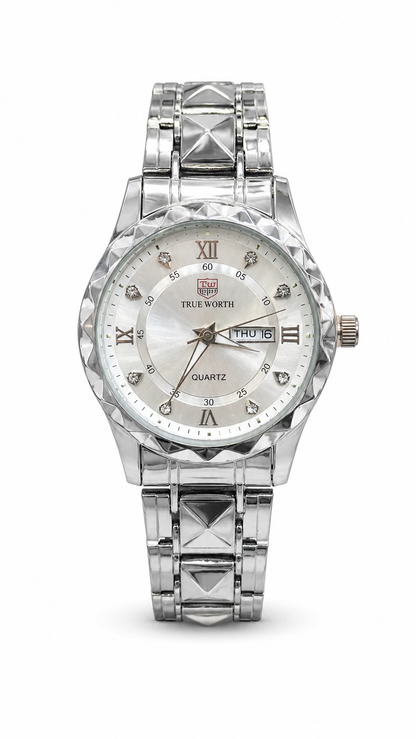 TRUE WORTH Premium Quartz Watch – Silver Stainless Steel