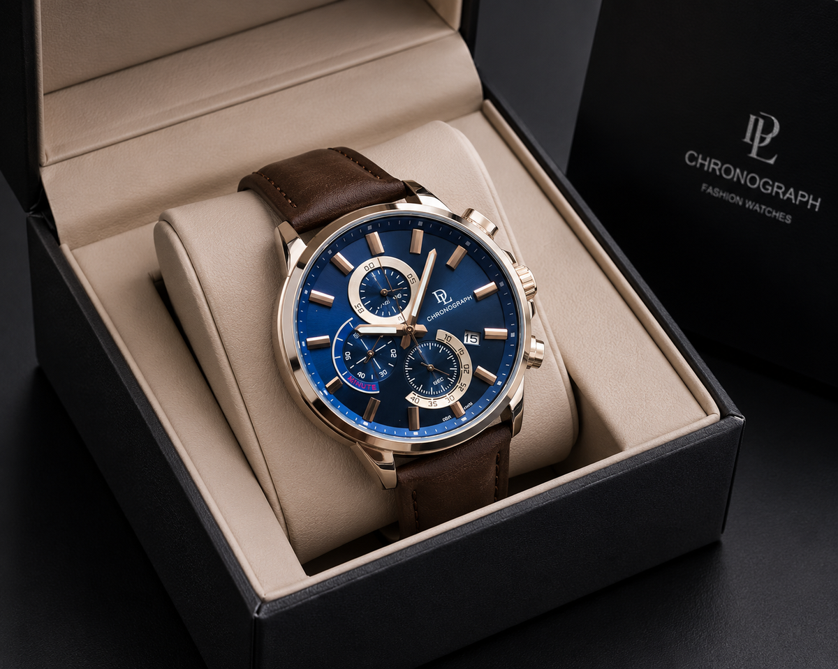 DE LAWRENCE Chronograph Men’s Watch – Fully Functional Luxury Timepiece