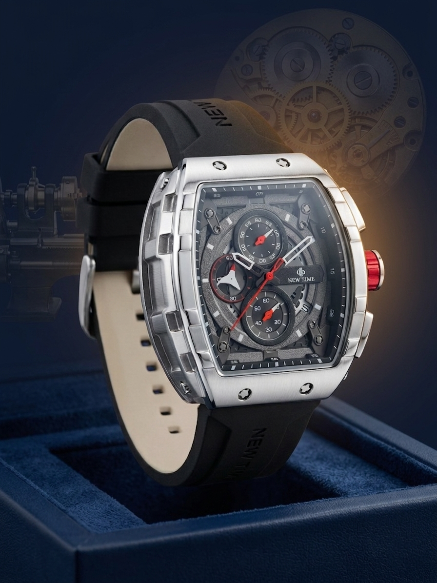 New Time Luxury Men’s Tonneau Chronograph Watch