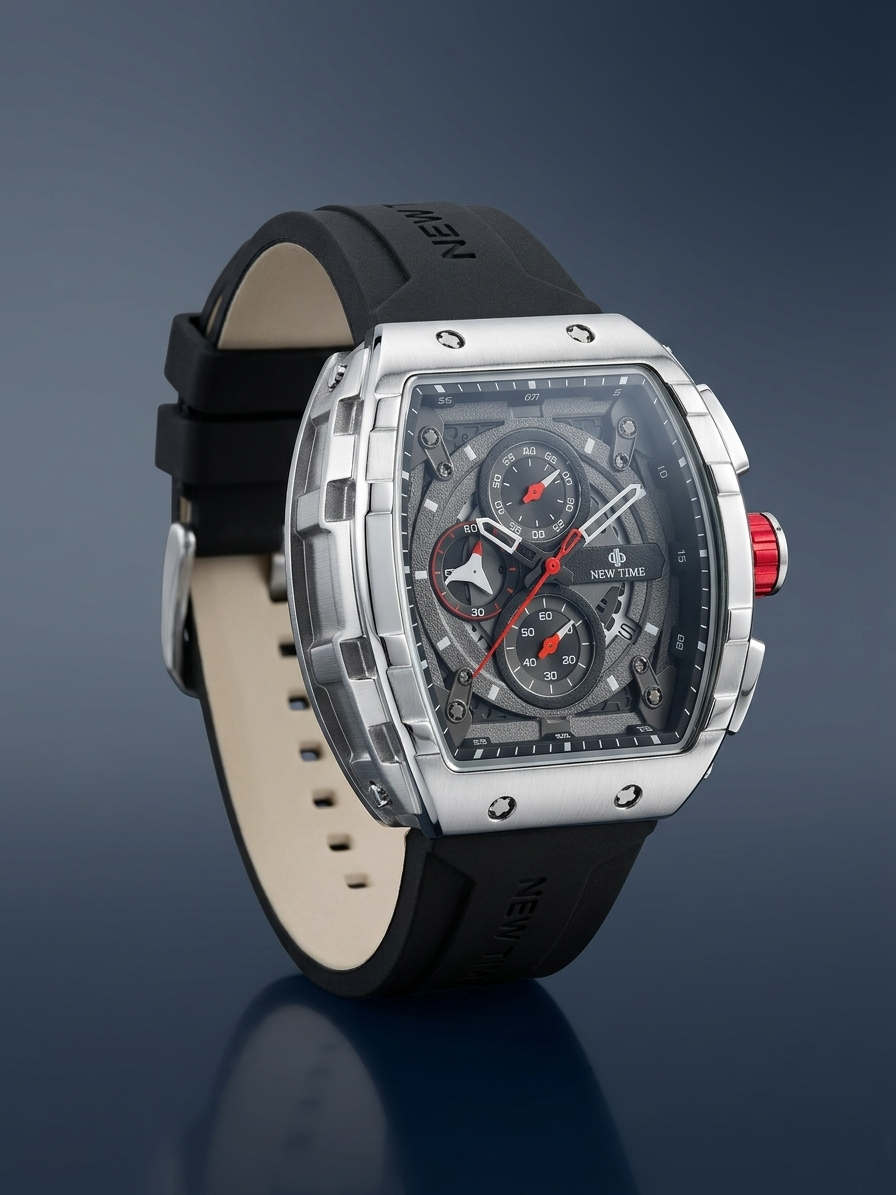 New Time Luxury Men’s Tonneau Chronograph Watch