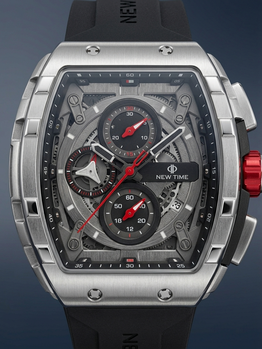 New Time Luxury Men’s Tonneau Chronograph Watch
