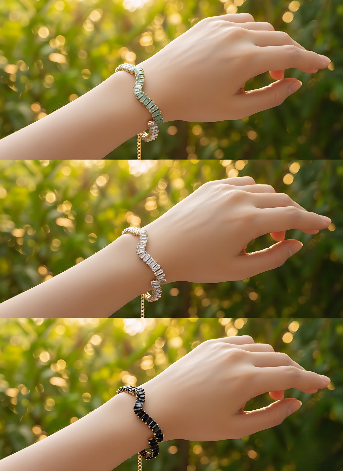 Sophisticated Wavy Crystal Tennis Bracelet Collection