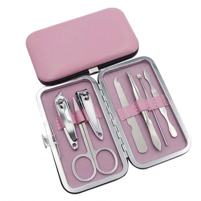 Premium Stainless Steel 7-in-1 Pink Manicure & Pedicure Grooming Kit