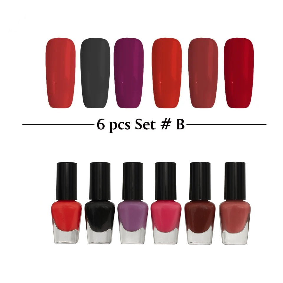 6 Pcs Peel Off Nail Polish Set