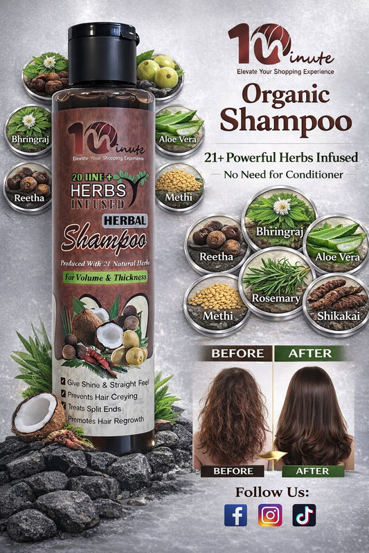 10th minutes 21+ Herbs Infused Organic Shampoo