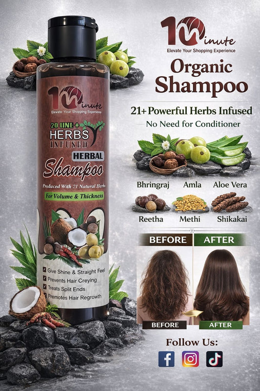 10th minutes 21+ Herbs Infused Organic Shampoo
