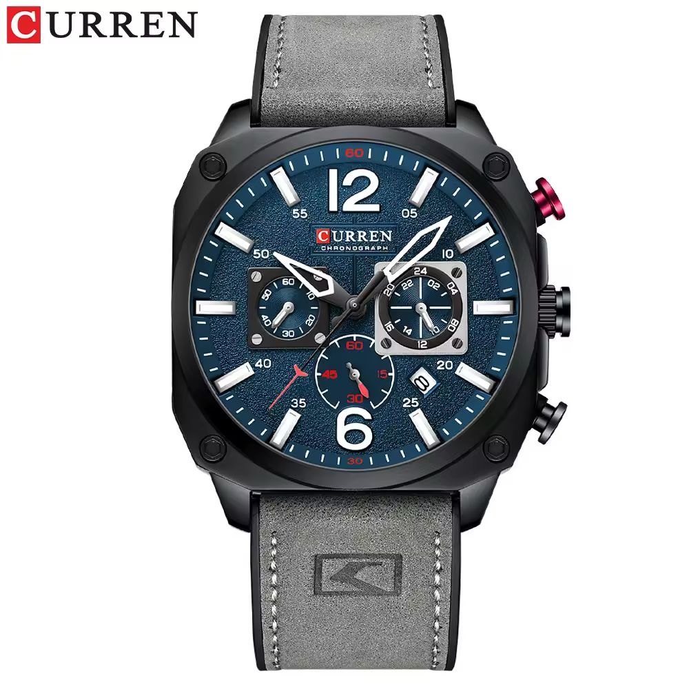 CURREN Luxury Quartz Watch – Premium Leather Strap Chronograph Working