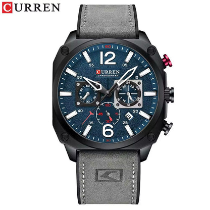 CURREN Luxury Quartz Watch – Premium Leather Strap Chronograph Working