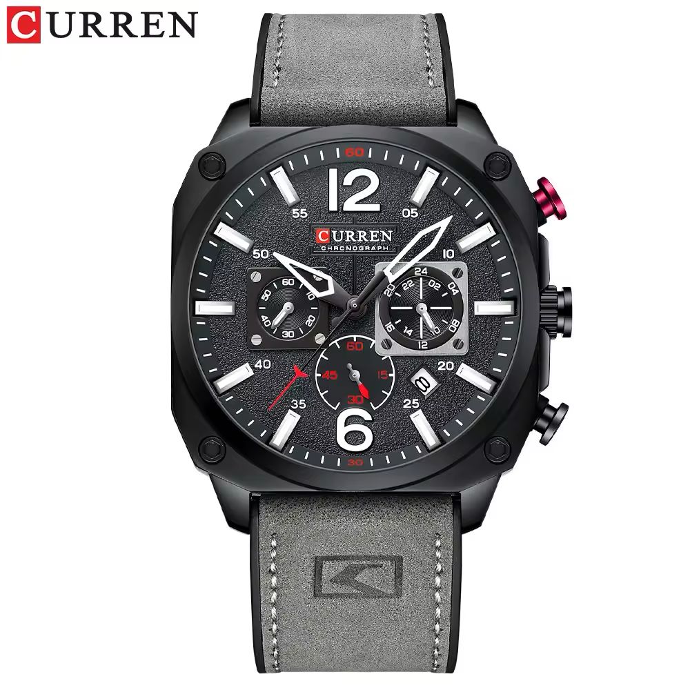 CURREN Luxury Quartz Watch – Premium Leather Strap Chronograph Working