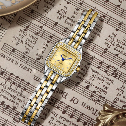 Sunlifex Luxury Two-Tone Crystal Embellished Quartz Watch for Women
