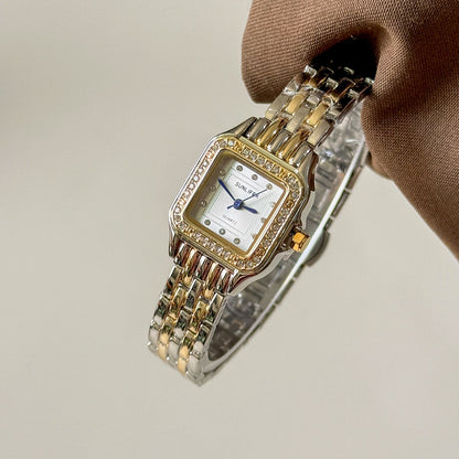 Sunlifex Luxury Two-Tone Crystal Embellished Quartz Watch for Women