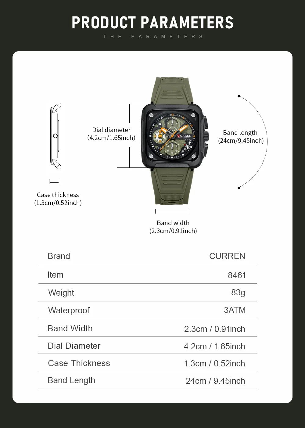 CURREN 8461 Military Sports Watch