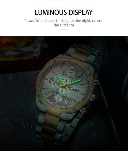 CURREN 8490 Men Stainless Steel Chronograph Luxury  Watch