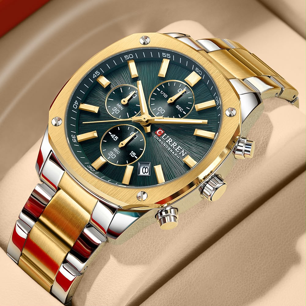 CURREN 8490 Men Stainless Steel Chronograph Luxury  Watch