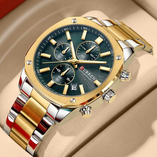 CURREN 8490 Men Stainless Steel Chronograph Luxury  Watch