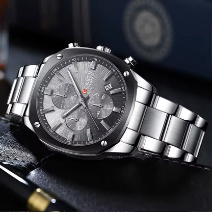CURREN 8490 Men Stainless Steel Chronograph Luxury  Watch