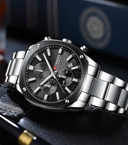 CURREN 8490 Men Stainless Steel Chronograph Luxury  Watch