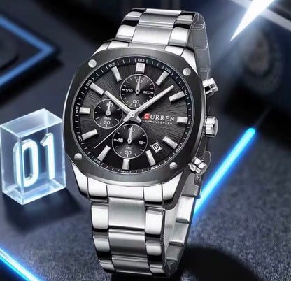 CURREN 8490 Men Stainless Steel Chronograph Luxury  Watch