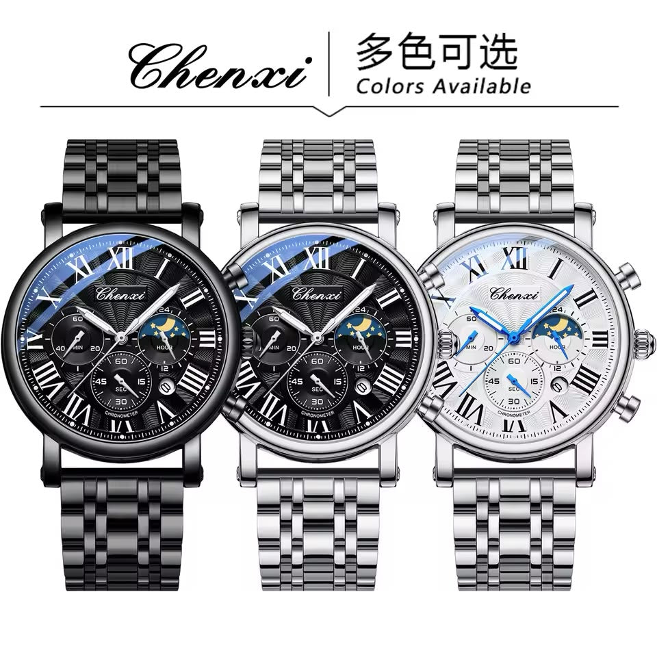 CHENXI Original Moonphase Chronograph Watch – Timeless Elegance, Precision & Premium Craftsmanship