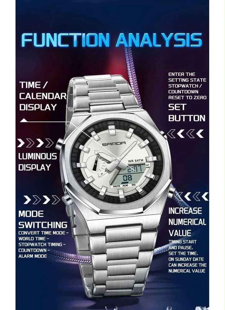 SANDA Original World Timer Sports Watch Designed for Everyday Excellence