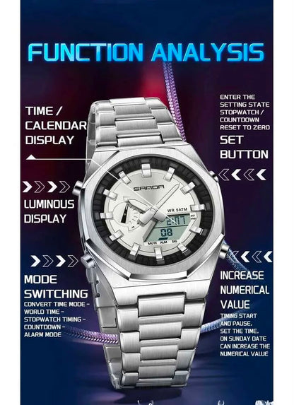 SANDA Original World Timer Sports Watch Designed for Everyday Excellence