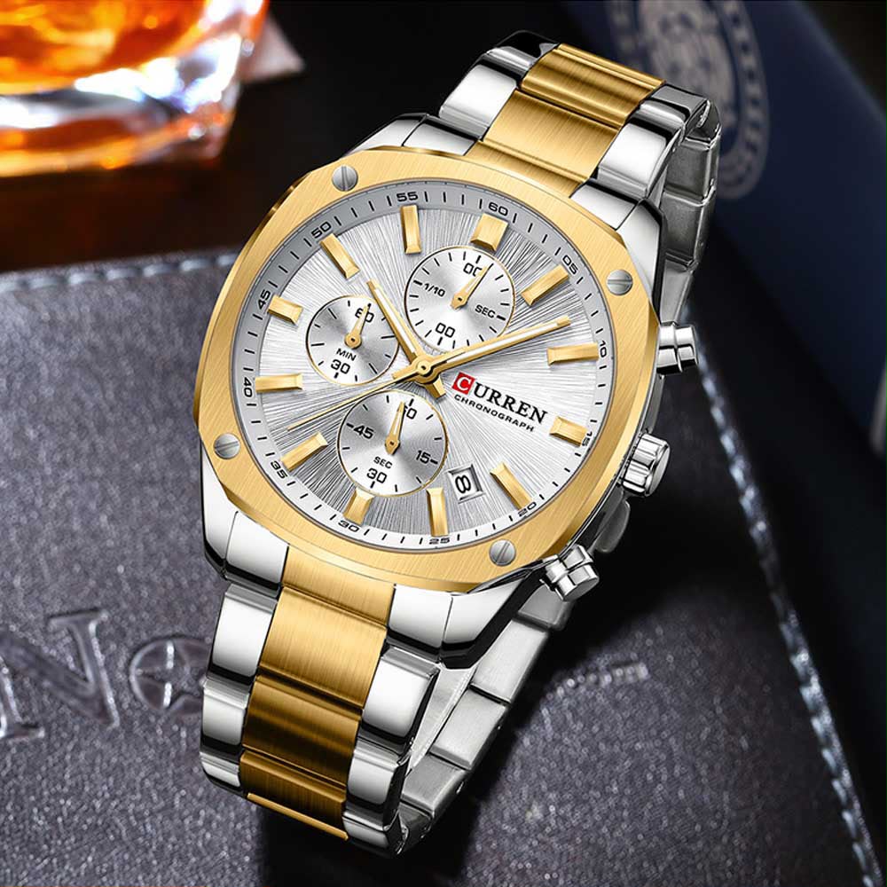 CURREN 8490 Men Stainless Steel Chronograph Luxury  Watch