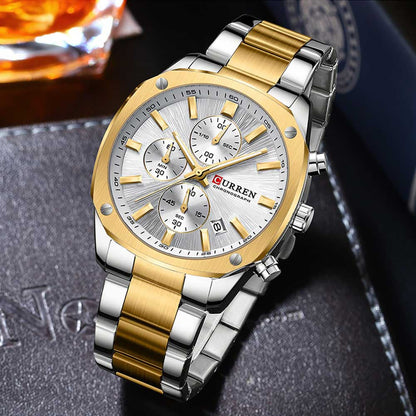 CURREN 8490 Men Stainless Steel Chronograph Luxury  Watch