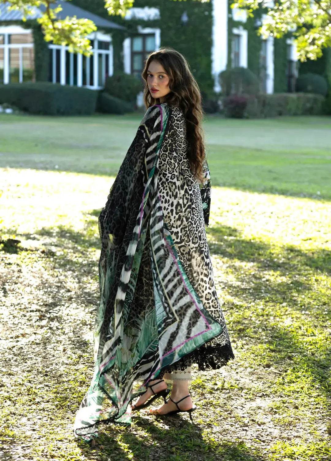 Elaf -3 Piece Unstitched Embroidered Lawn Suit ( Printed Lawn Dupatta )