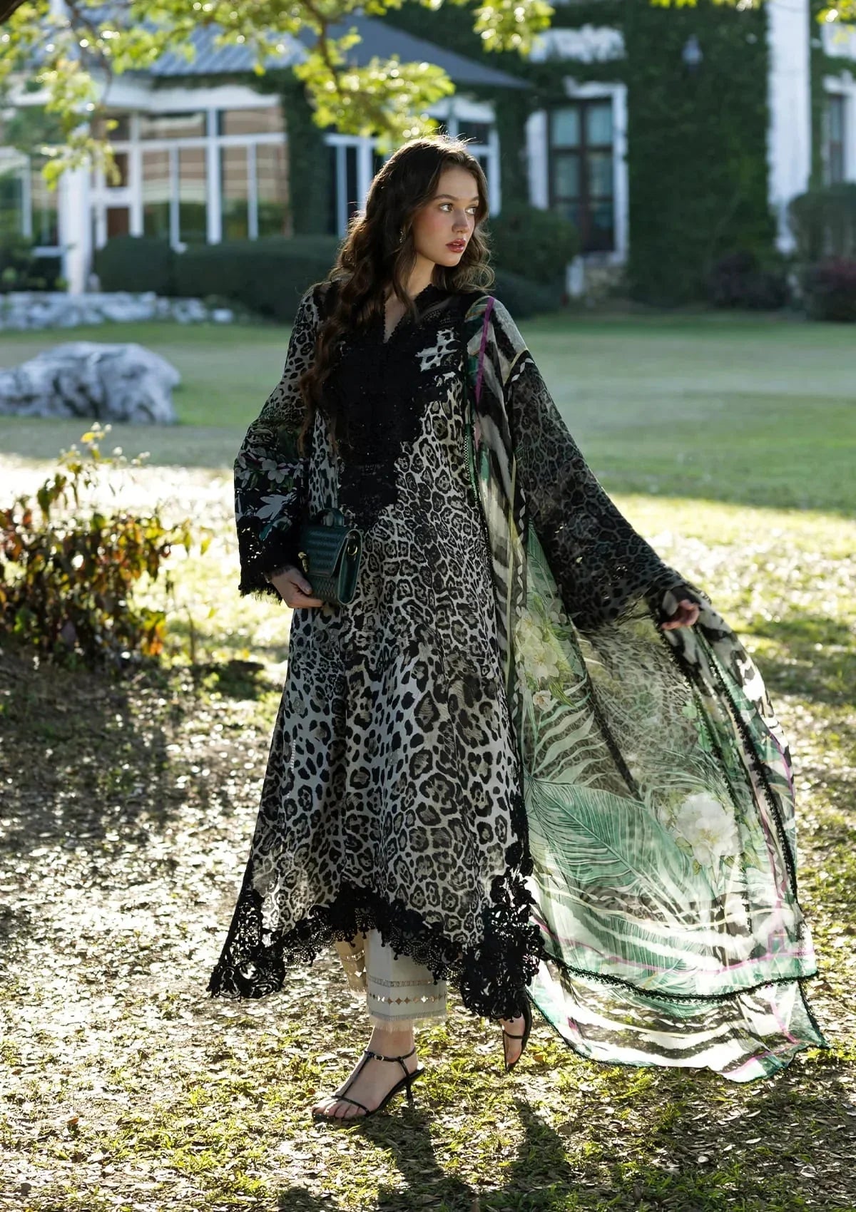 Elaf -3 Piece Unstitched Embroidered Lawn Suit ( Printed Lawn Dupatta )