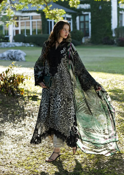 Elaf -3 Piece Unstitched Embroidered Lawn Suit ( Printed Lawn Dupatta )