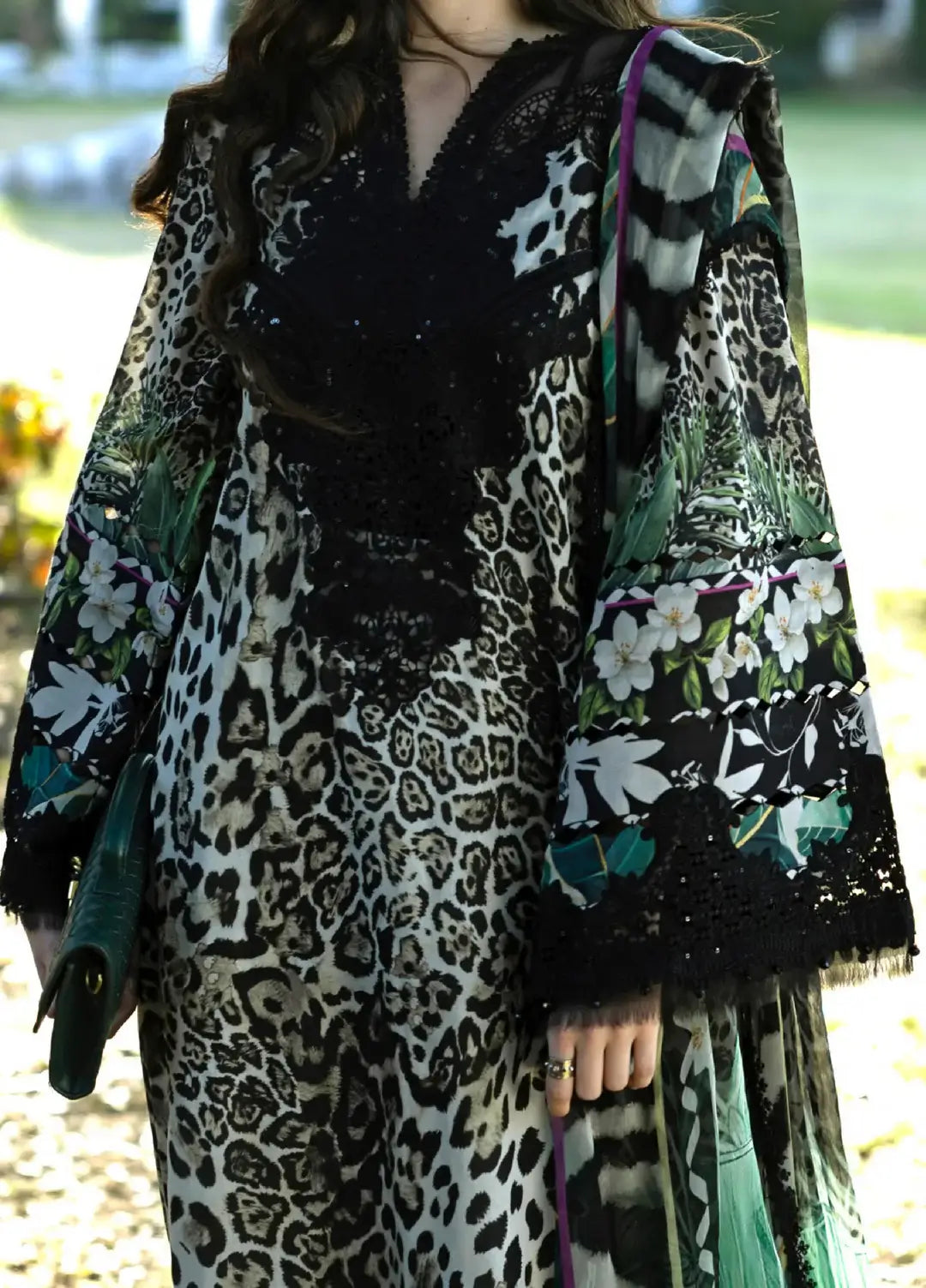 Elaf -3 Piece Unstitched Embroidered Lawn Suit ( Printed Lawn Dupatta )