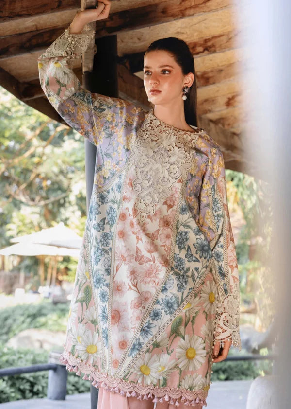 Maria B M Print Lawn Collection 2026 Peach 3 Piece Suit
