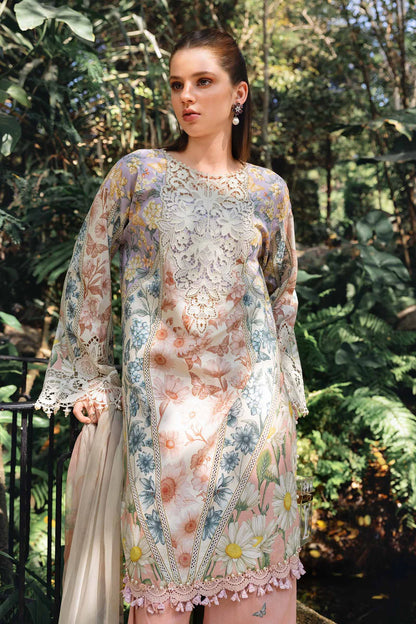 Maria B M Print Lawn Collection 2026 Peach 3 Piece Suit