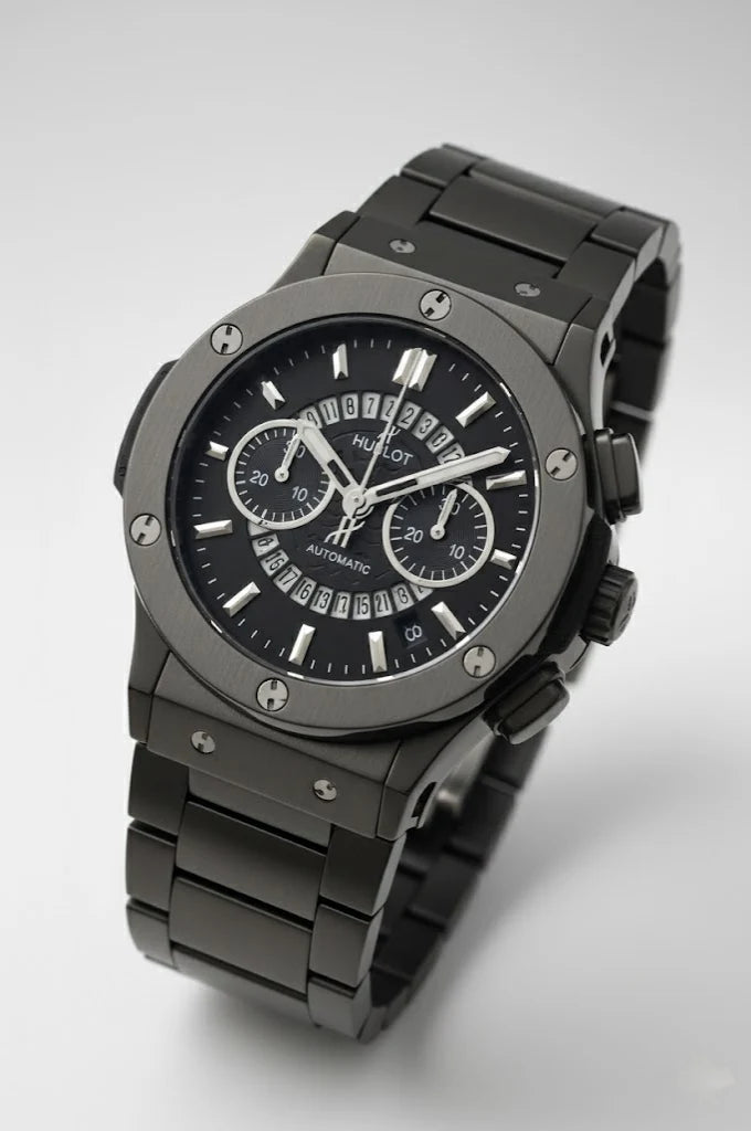 Luxury Black Analog Watch for Men – Hublot Style