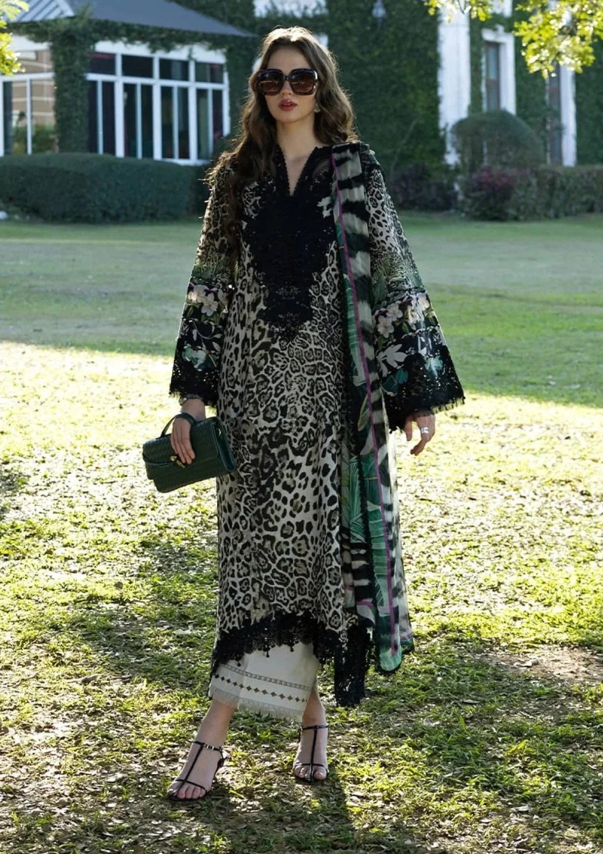 Elaf -3 Piece Unstitched Embroidered Lawn Suit ( Printed Lawn Dupatta )