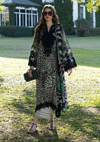 Elaf -3 Piece Unstitched Embroidered Lawn Suit ( Printed Lawn Dupatta )