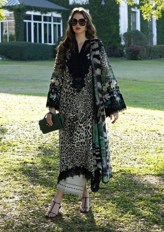 Elaf -3 Piece Unstitched Embroidered Lawn Suit ( Printed Lawn Dupatta )