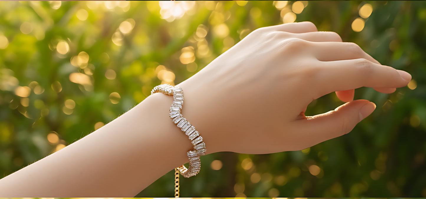 Sophisticated Wavy Crystal Tennis Bracelet Collection