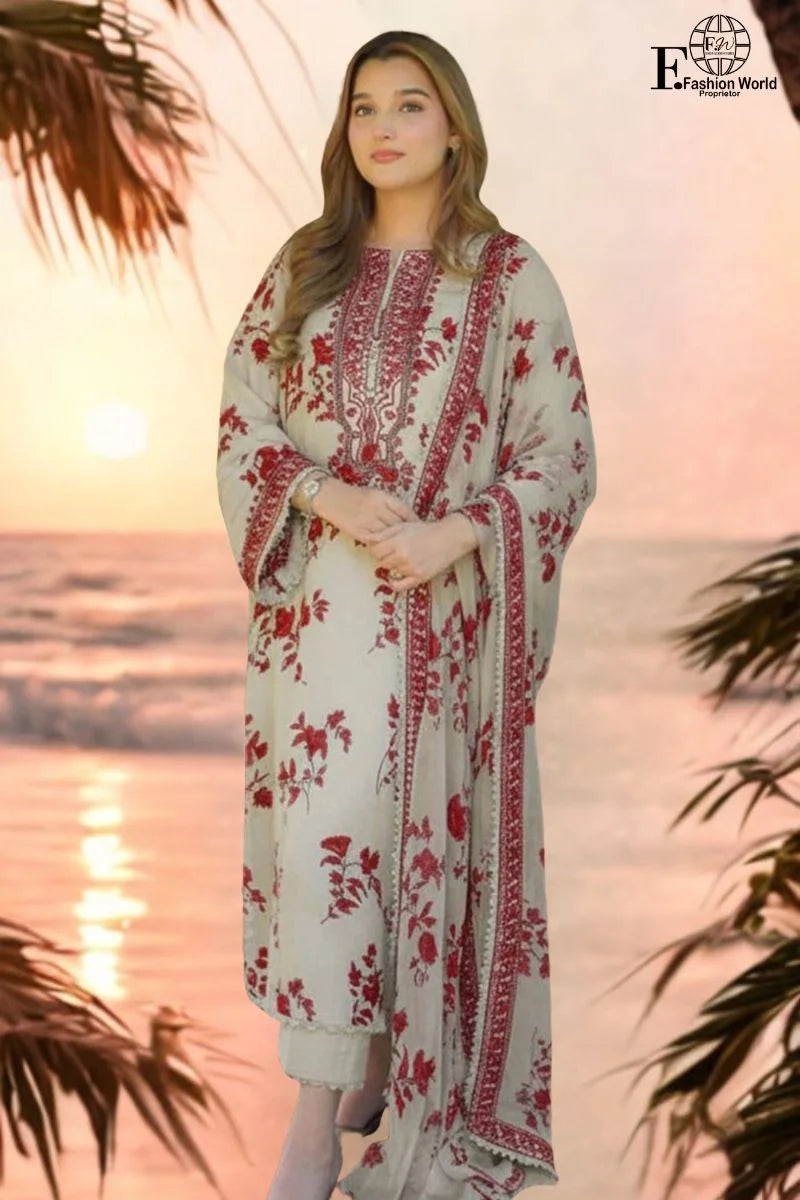 Aneela's Digital Printed Luxury Lawn Emb Collection 3Piece
