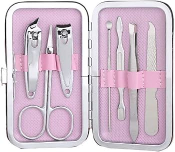 Premium Stainless Steel 7-in-1 Pink Manicure & Pedicure Grooming Kit