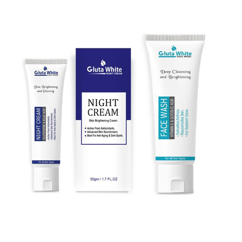 Gluta White Night Cream Tube & Face Wash Deal