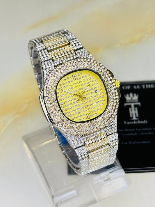 Patek Philippe Style Iced-Out Diamond Watch